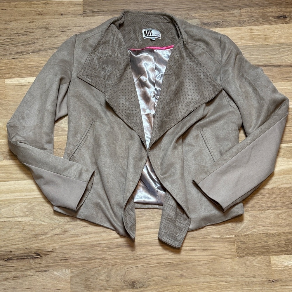 Kut from the Kloth Faux Suede Open Front Camel Blazer Women’s S
